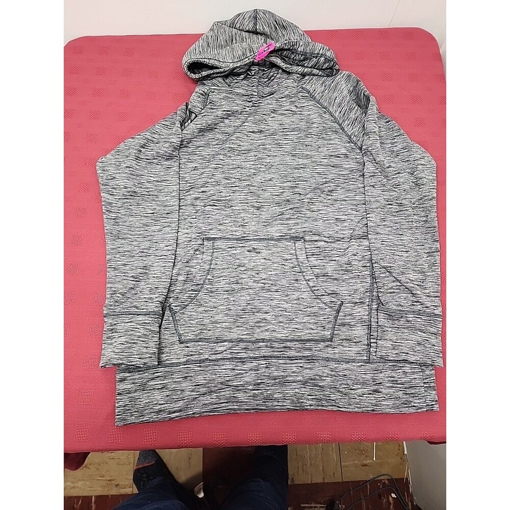 Marc NY Performance Pullover Grey Cowl Neck Hoodie Womens XL Fuschia Cord